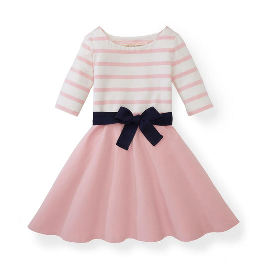 Lightweight Blocked Skater Dress - Light Pink