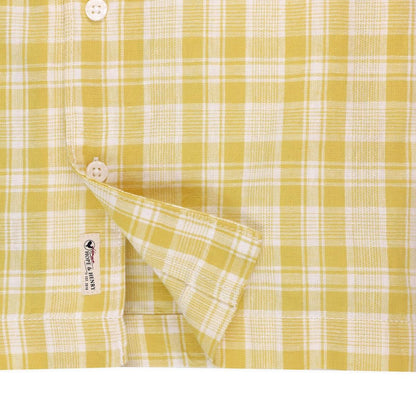 Baby Linen Short Sleeve Camp Shirt - Yellow Plaid Linen