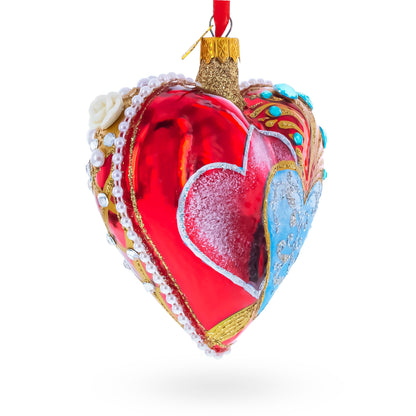 Royal Romance Pearl Jewels Glass Heart Ornament