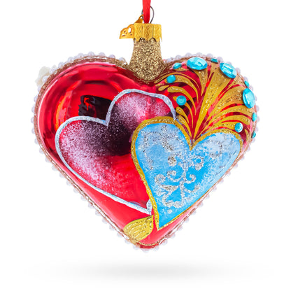 Royal Romance Pearl Jewels Glass Heart Ornament