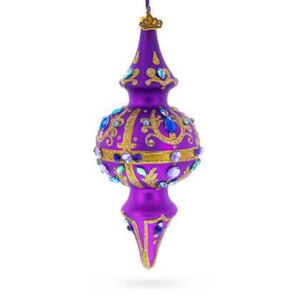 Royal Jewel Embellishments Gold Filigree Double-Ended Finial Drop Glass Christmas Ornament