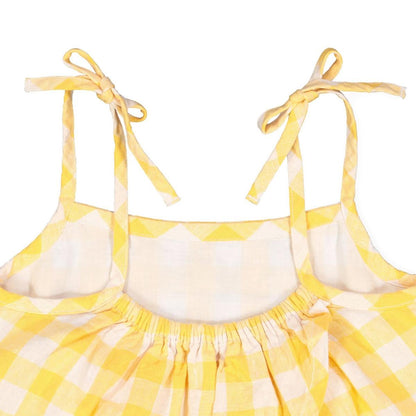 Flutter Back Tank Top - Yellow Check