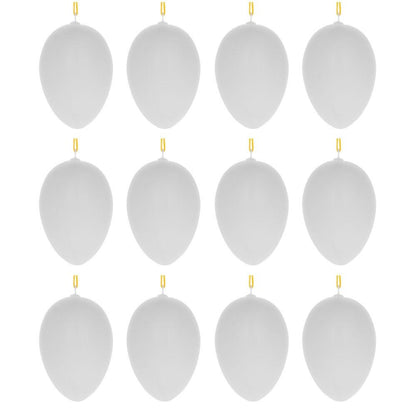 Set of 12 White Blank Hollow Plastic Easter Egg Ornaments 2.6 Inches