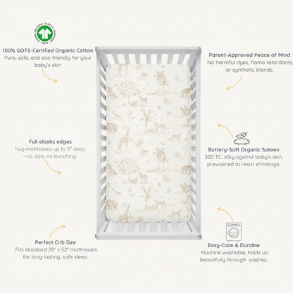 Organic Crib Sheet - Safari