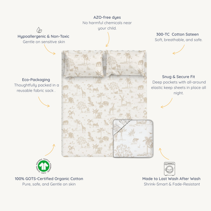 Organic Kids Fitted Sheet - Safari