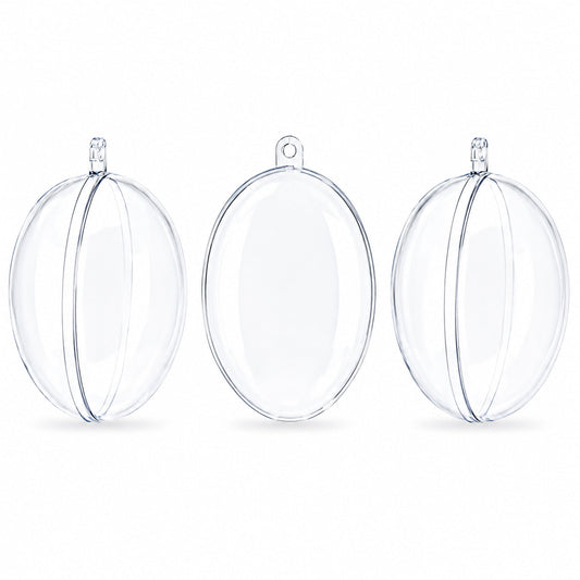 Set of 3 Clear Plastic Egg Ornaments 4.35 Inches (100 mm)