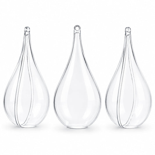 Set of 3 Clear Plastic Waterdrop Ornaments 4.3 Inches (109 mm)