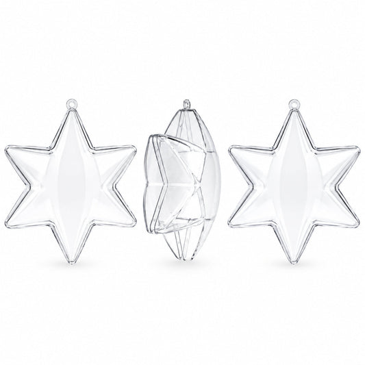 Set of 3 Clear Plastic Hexagon Ornaments 4 Inches