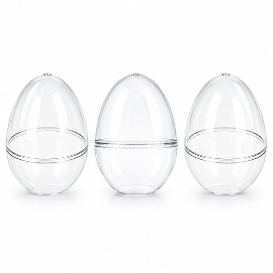 Set of 3 Clear Plastic Standing Egg Ornaments 3.58 Inches (91 mm)