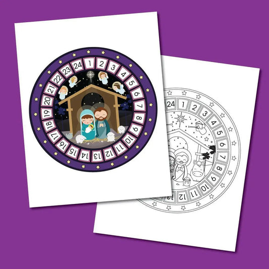 Advent Calendar Printable & Coloring Page - Digital Download