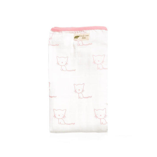 Single Layer Luxury Muslin Swaddle -Purrfectly Kitten - Purrfectly Kitten