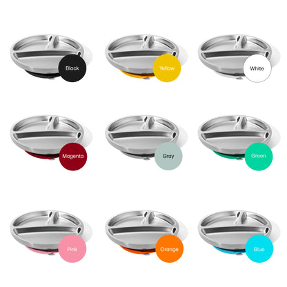 Baby Oval Divided Plate | Stainless Steel & Silicone