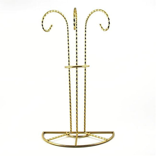 Swirl Legs Gold Tone Metal 3 Ornaments Stand 11 Inches