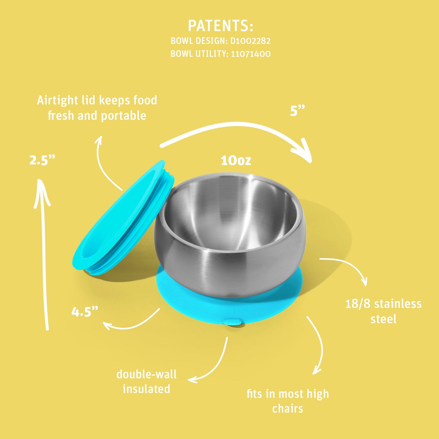 Baby Bowl + Storage Lid + Spoon | Stainless Steel & Silicone