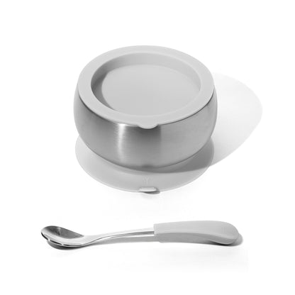 Baby Bowl + Storage Lid + Spoon | Stainless Steel & Silicone