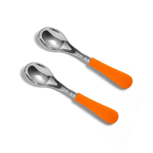 Stainless Steel Baby Spoons - BLW Infant Self Feeding Spoon | Wide - Short