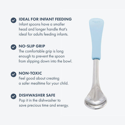 Infant Spoons Small Scoop | Stainless Steel & Silicone