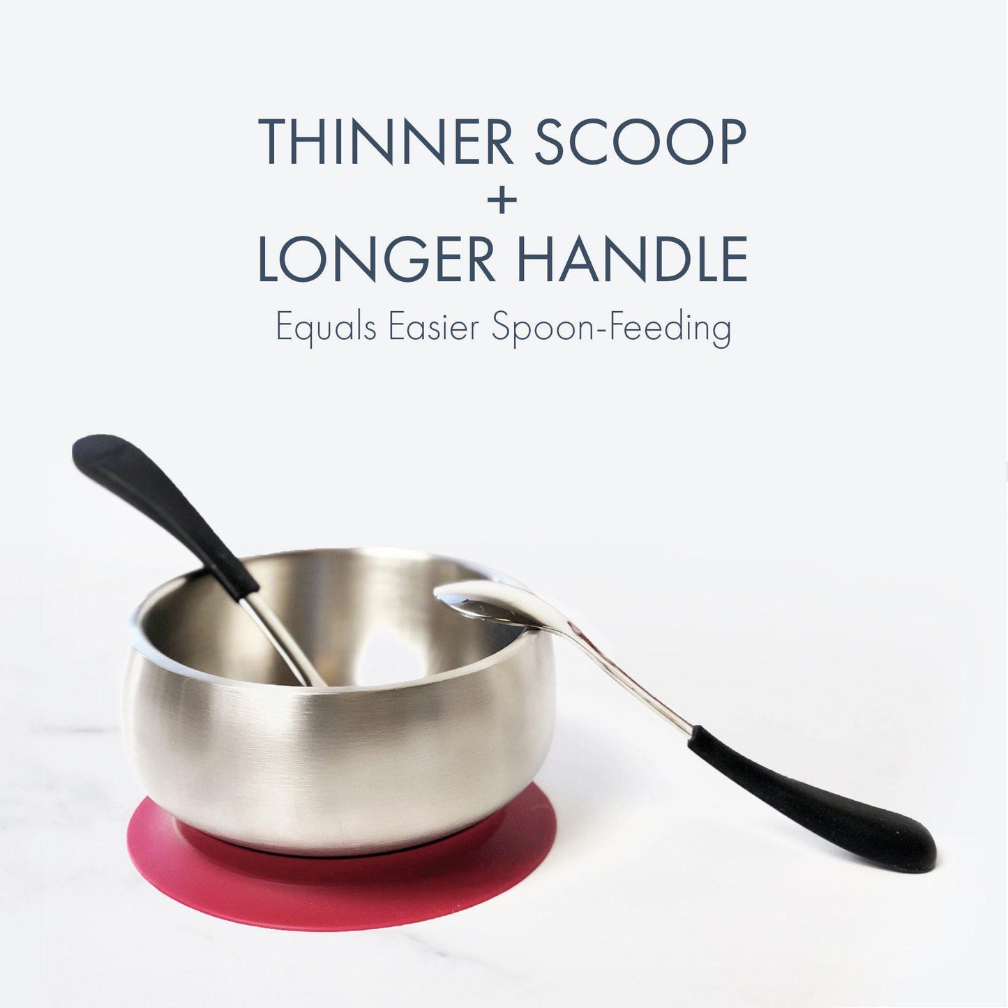 Infant Spoons Small Scoop | Stainless Steel & Silicone