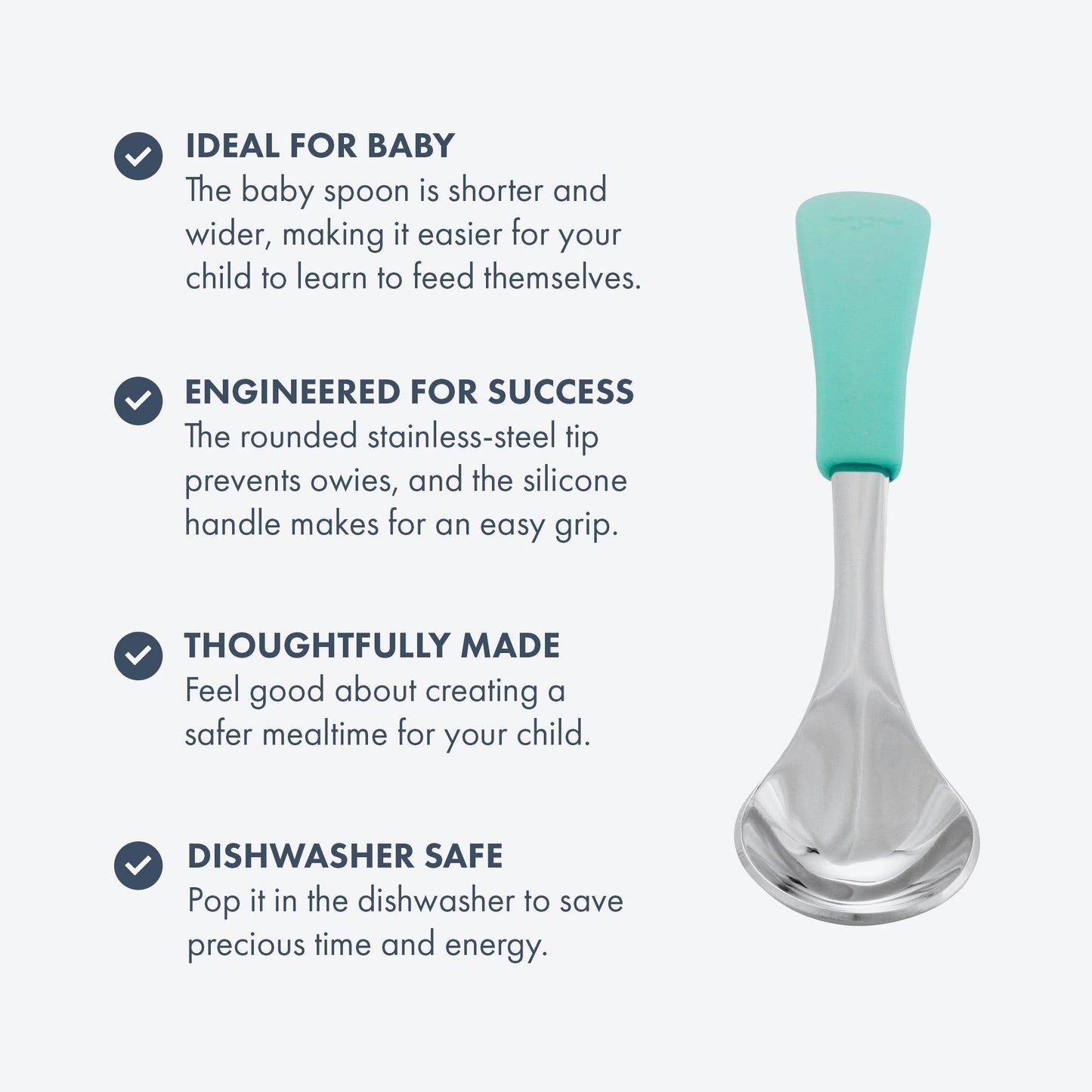 Baby Spoon Regular Scoop | Stainless Steel & Silicone