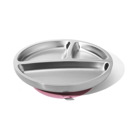 Baby Oval Divided Plate | Stainless Steel & Silicone