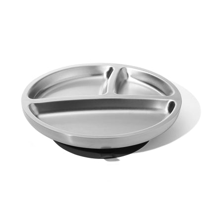 Baby Oval Divided Plate | Stainless Steel & Silicone