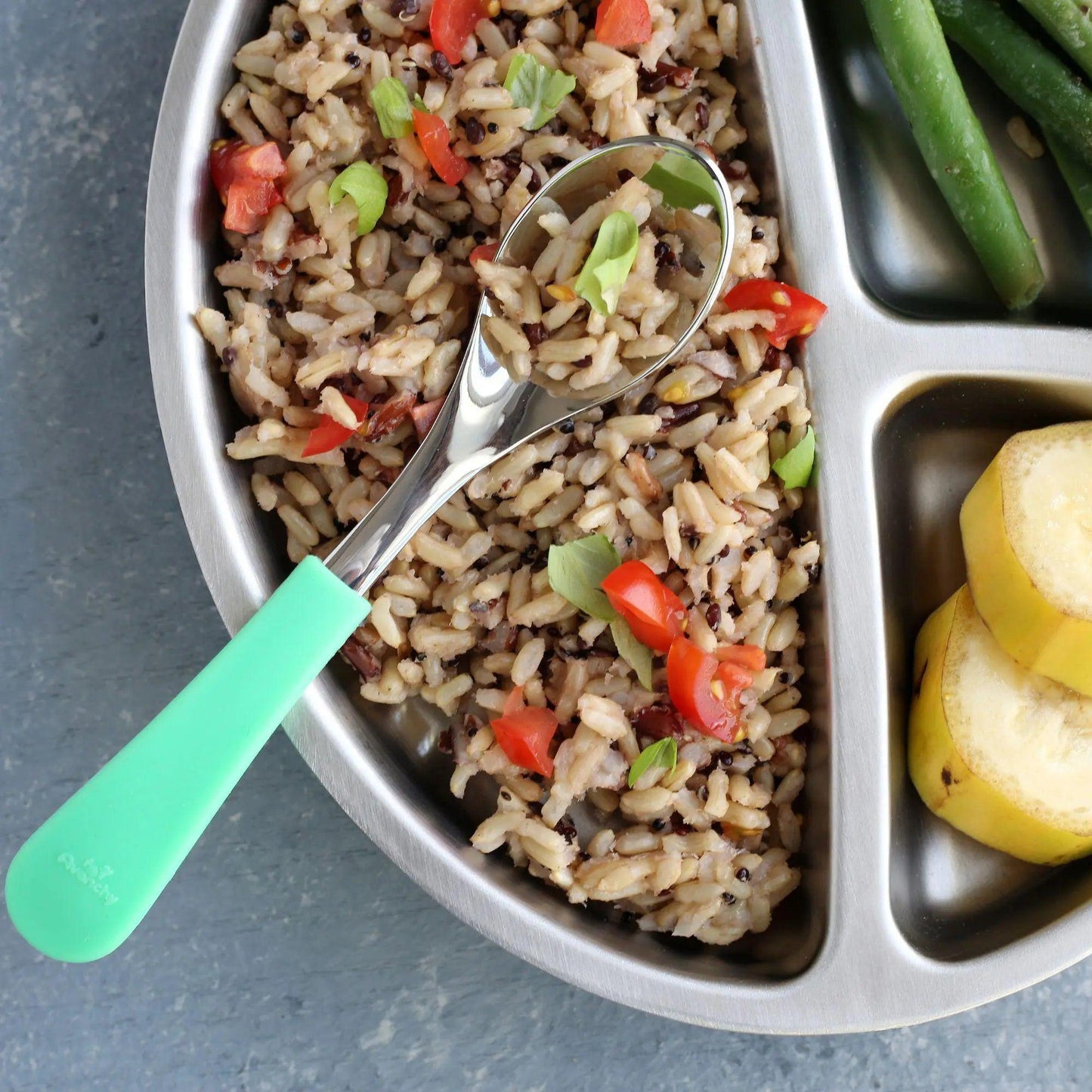 Baby Oval Divided Plate | Stainless Steel & Silicone