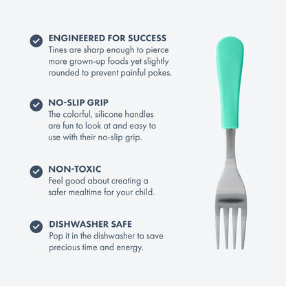 Stainless Steel Training Single Fork - Baby Led Weaning Forks - BLW 6 months