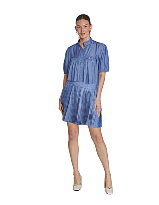 Stephanie Pleated Skirt - Chambray