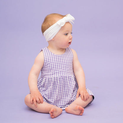 Crescent Moon Dress - Gingham Purple