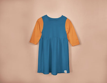 Long Sleeve Modal Two-Tone Dress - Pond