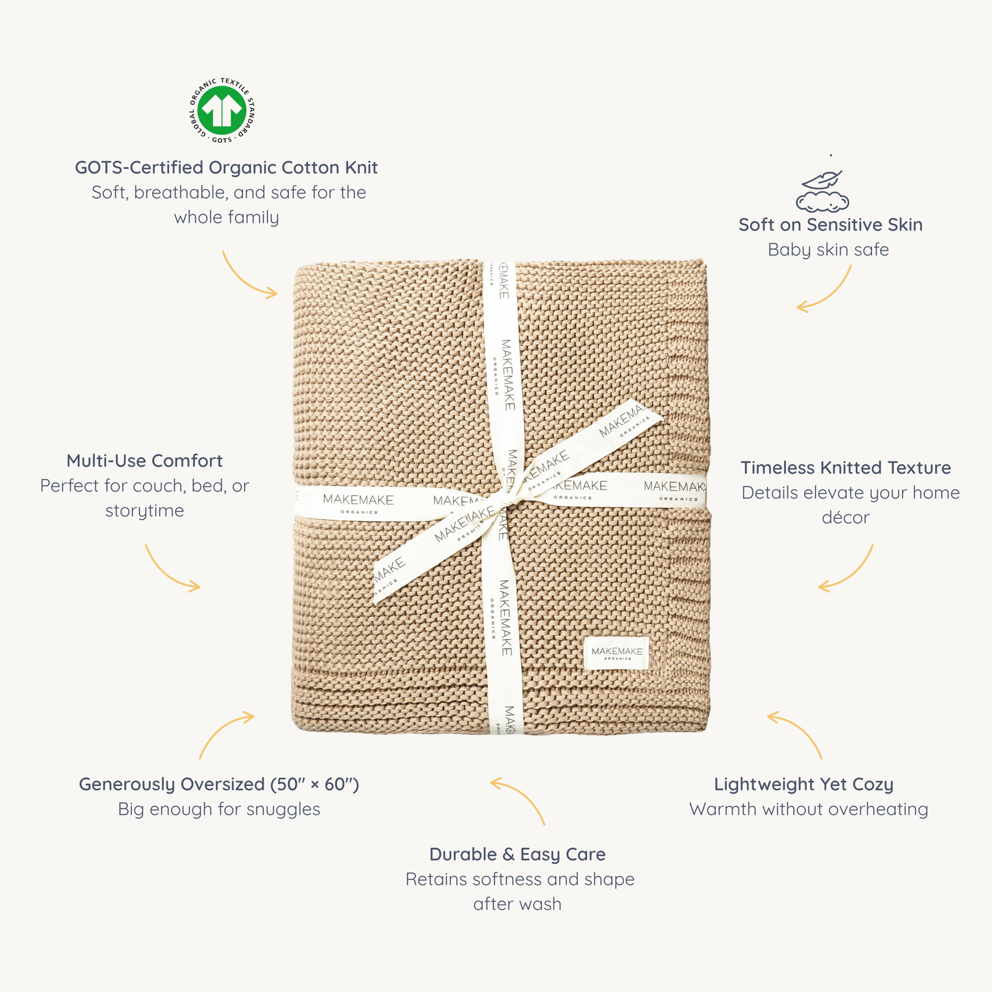 Organic Knit Throw Blanket - Sand