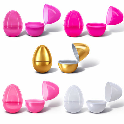 Set of 46 Pink Plastic Eggs, 1 White Egg, and 1 Gleaming Golden Easter Egg