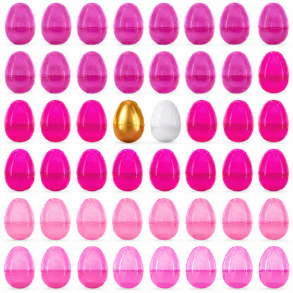 Set of 46 Pink Plastic Eggs, 1 White Egg, and 1 Gleaming Golden Easter Egg