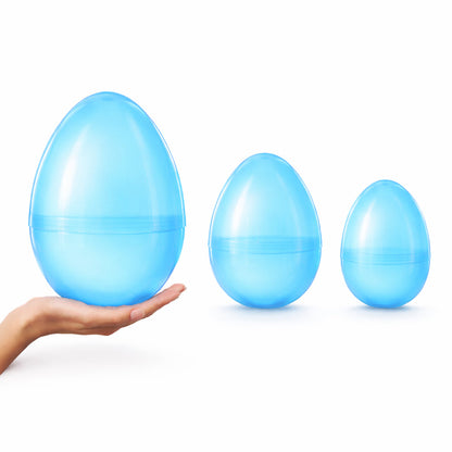 Set of 3 Jumbo Large Size Giant Fillable Plastic Easter Eggs, All 10 Inches