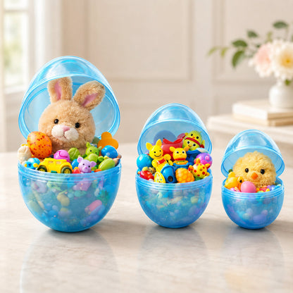 Set of 3 Jumbo Large Size Giant Fillable Plastic Easter Eggs, All 10 Inches