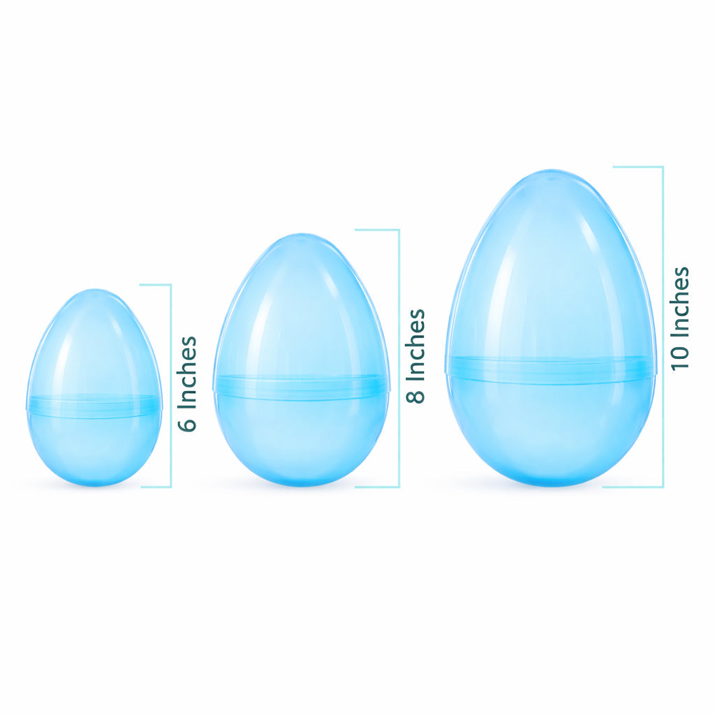 Set of 3 Jumbo Large Size Giant Fillable Plastic Easter Eggs, All 10 Inches