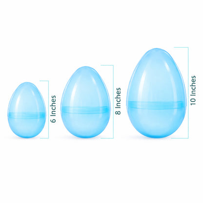 Set of 3 Jumbo Large Size Giant Fillable Plastic Easter Eggs, All 10 Inches