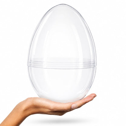 Set of 2 Giant Transparent Jumbo Size Clear Plastic Easter Eggs 10 Inches