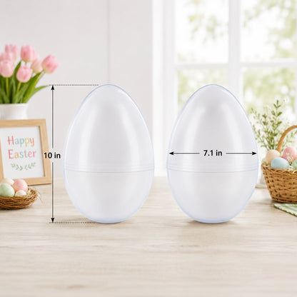 Set of 2 Giant Transparent Jumbo Size Clear Plastic Easter Eggs 10 Inches