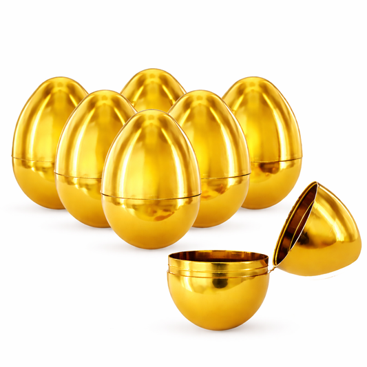 Set of 6 Shiny Gold-Tone Easter Eggs 2.25 Inches