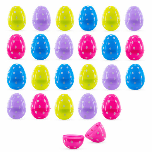 Set of 24 Colorful Polka Dot Printed Fillable Plastic Easter Eggs 2.25 Inches