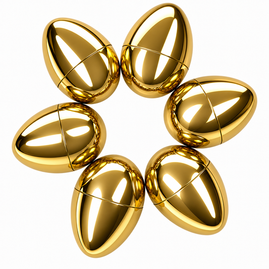 Set of 6 Large Size Very Shiny Golden Plastic Easter Eggs 4 Inches