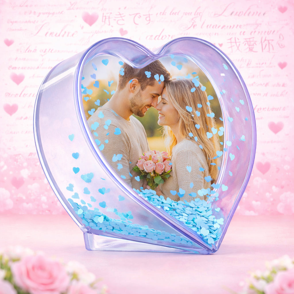 Father's Day Heart Shaped Clear Plastic Water Globe Picture Frame