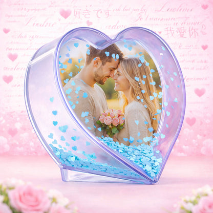 Father's Day Heart Shaped Clear Plastic Water Globe Picture Frame