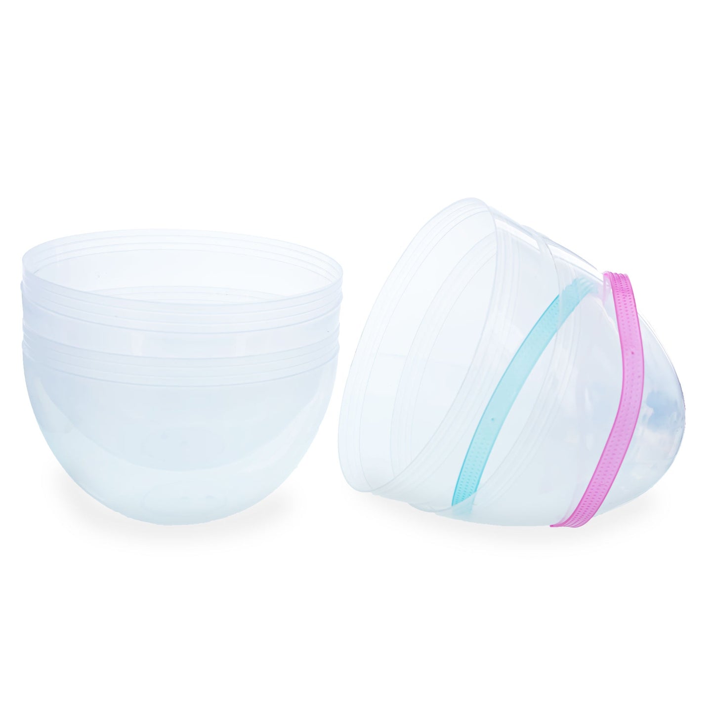 Set of 2 Transparent Jumbo Large Size Plastic Easter Eggs with Handles 10 Inches