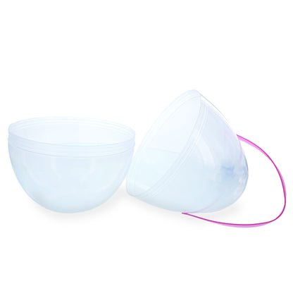 Set of 2 Transparent Jumbo Large Size Plastic Easter Eggs with Handles 10 Inches