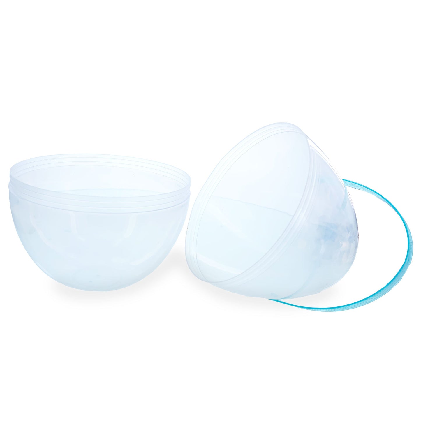 Set of 2 Transparent Jumbo Large Size Plastic Easter Eggs with Handles 10 Inches