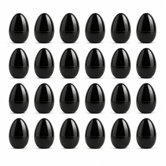 Set of 24 Shiny Glossy Black Plastic Easter Eggs, Each 2.25 Inches