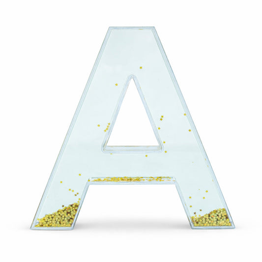 Letter A Glitter-Filled Acrylic Snow Globe