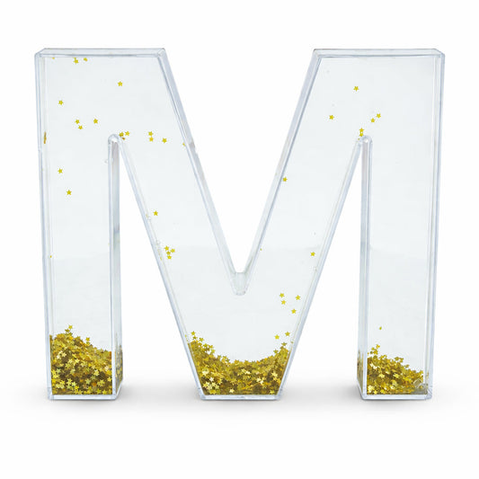 Letter M Glitter-Filled Acrylic Snow Globe